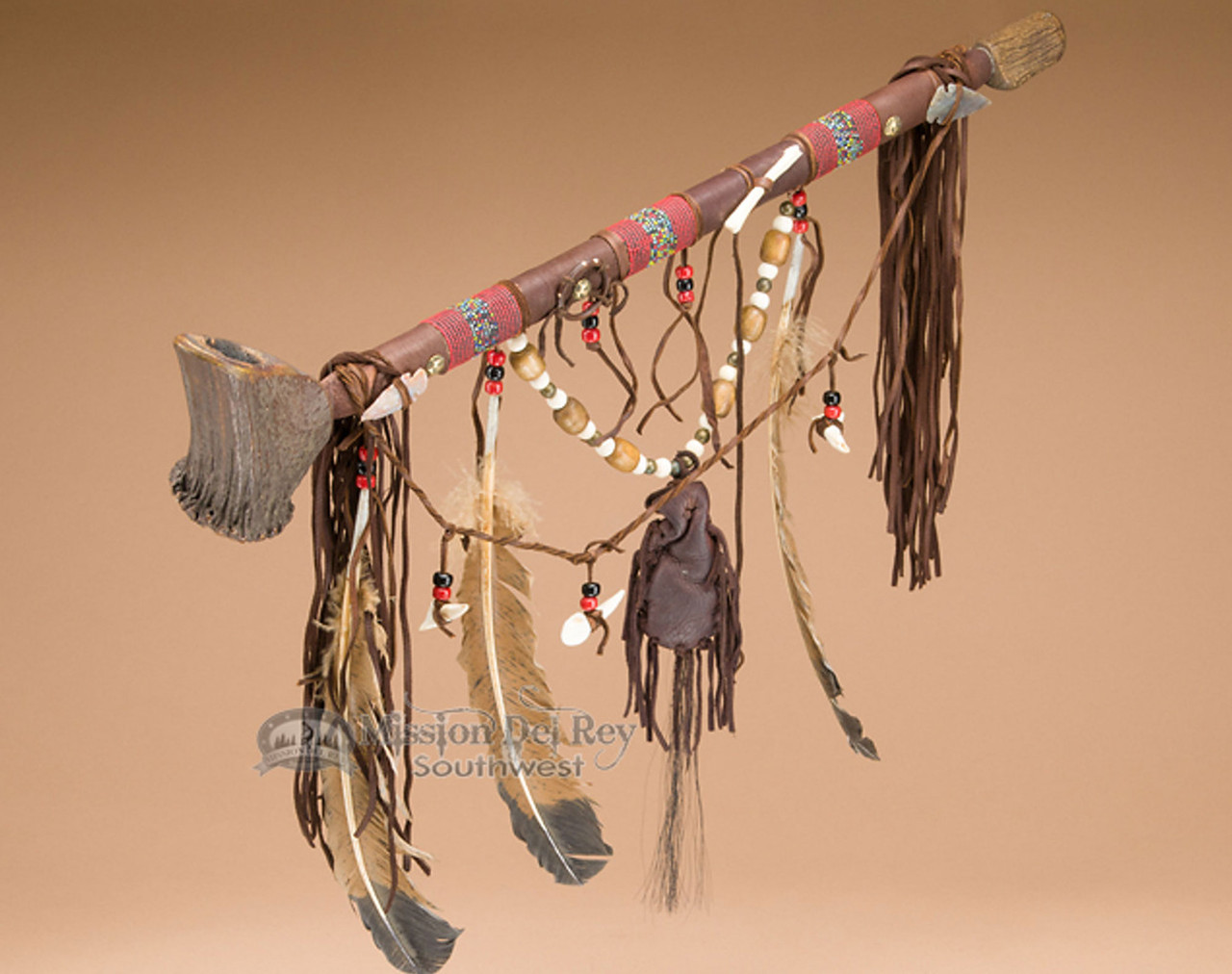 Native American Antler Peace Pipe 22