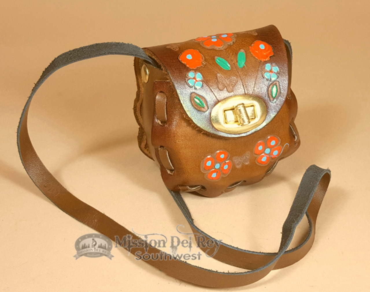 Handpainted Leather Purse Red - MITHILA PRODUCTS AND PAINTING