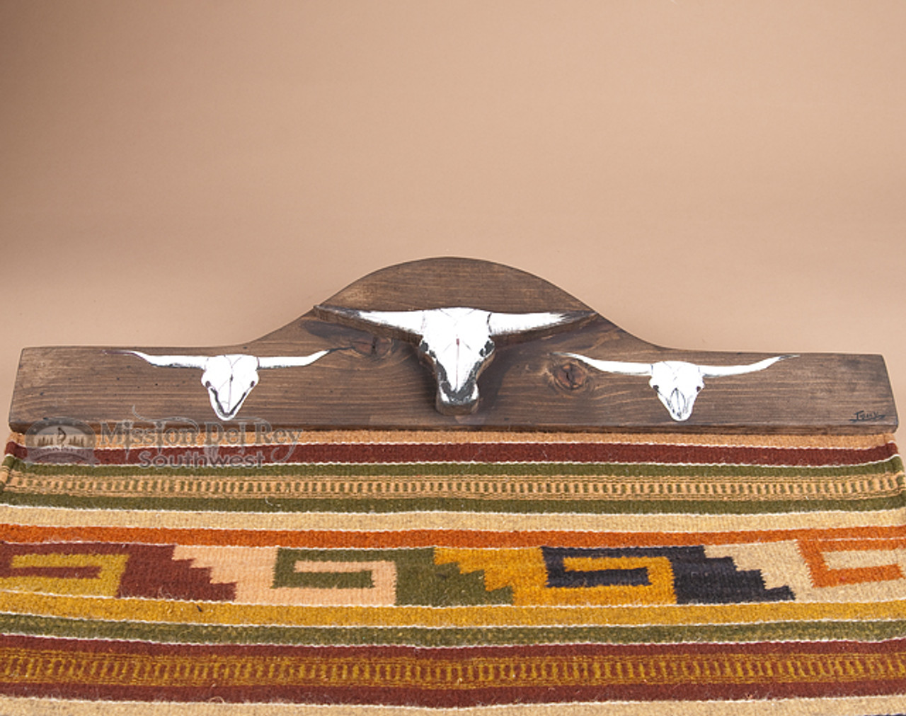 Western Tapestry Rug Hanger 30 -Steers (RH11) - Mission Del Rey Southwest
