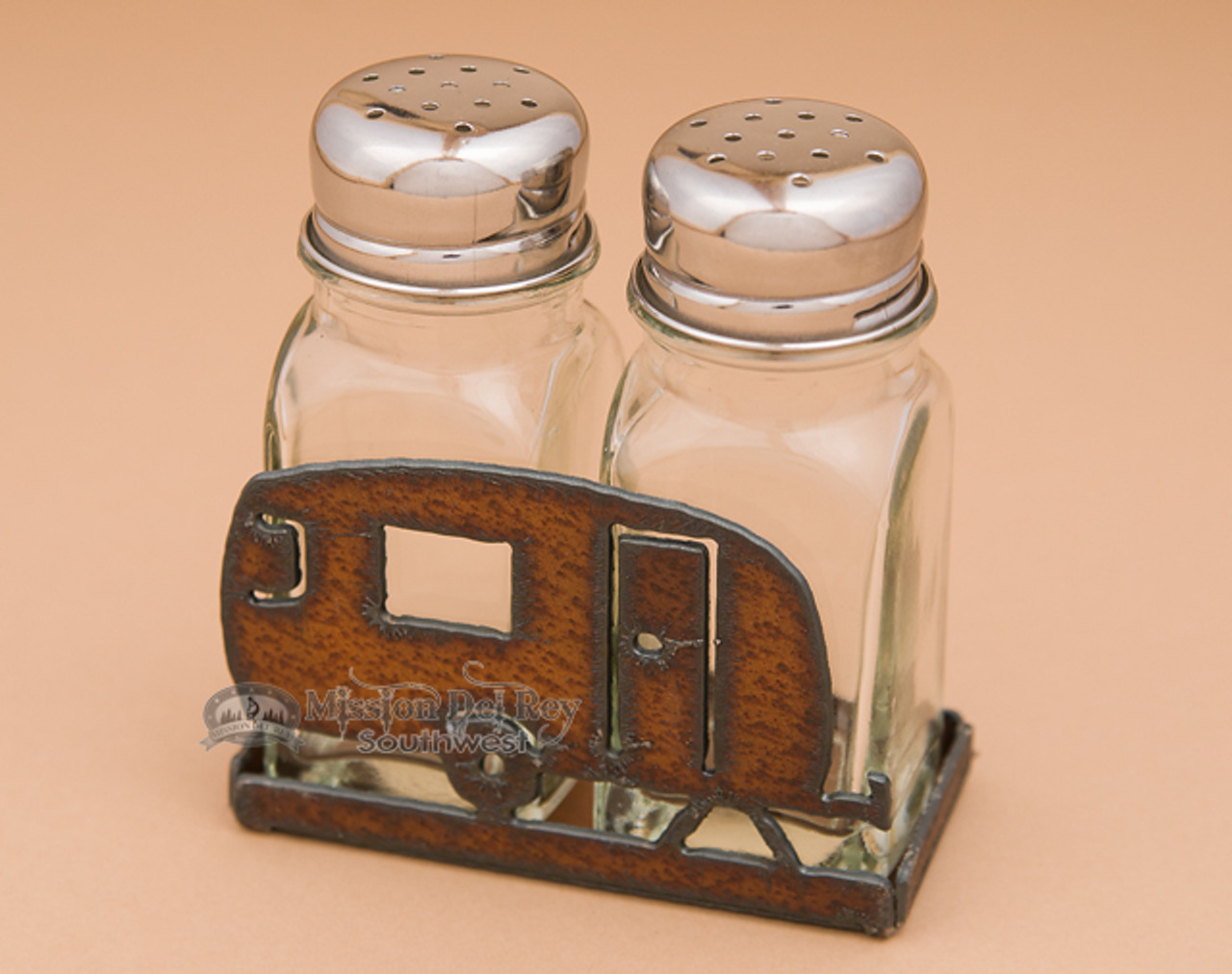 Rustic Wood Napkin Holder with 3 Salt and Pepper Shaker Set