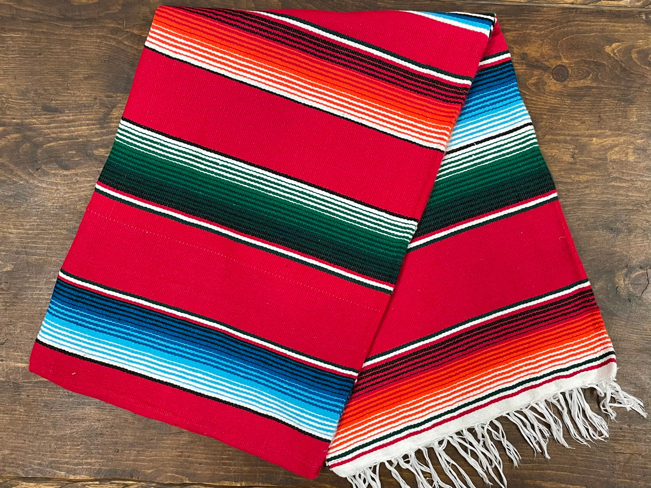 Southwestern Mexican Serape Blanket 5'x7' -Red (s1) - Mission Del
