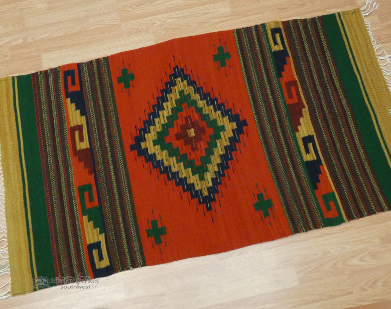 Oaxacan Southwest Zapotec Indian Rug 30x60 (125) - Mission Del Rey