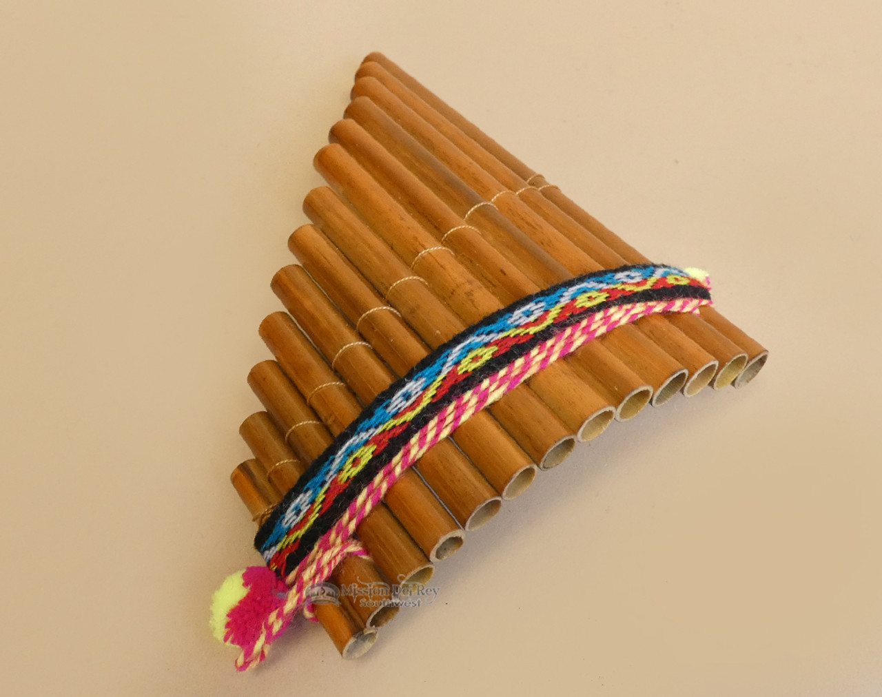Bamboo Pan Flute in Green with Pipes of Different Notes