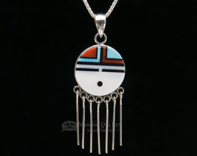 Native American Hopi-Sun Pin/Pendant Silver Necklace 22