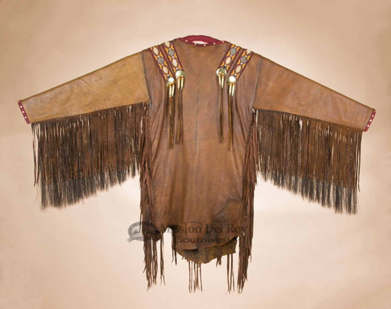 Tigua Deer Skin Double Beaded War Shirt 64.5