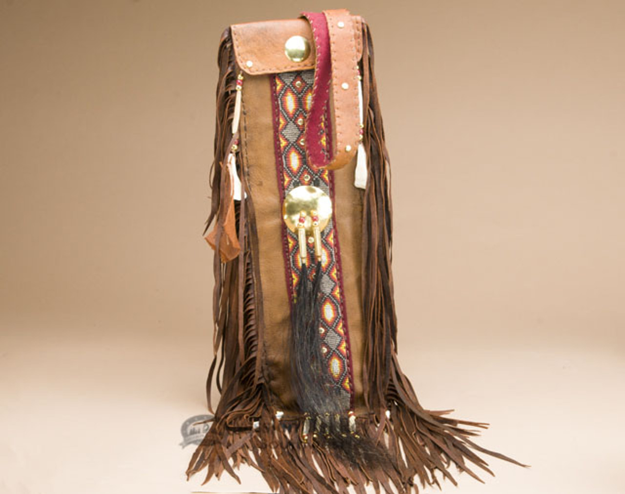 Native American Elk Hide Pipe Bag 6x20 (b449)