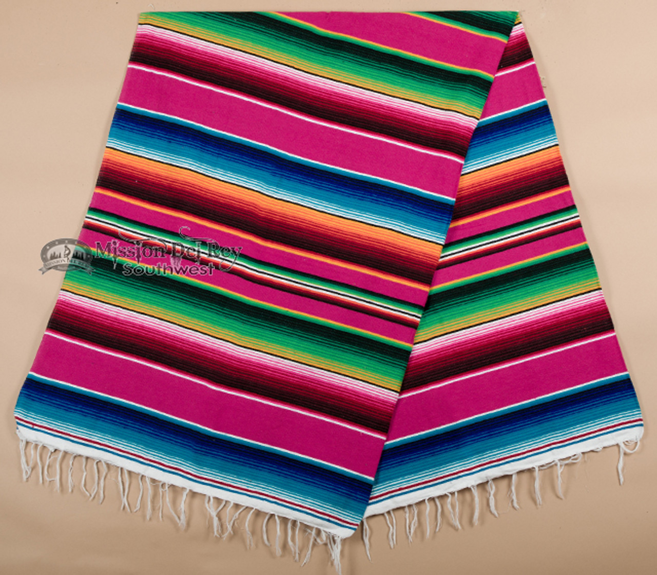 Traditional Mexican Serape Blanket 5'x7' -Hot Pink (s7)