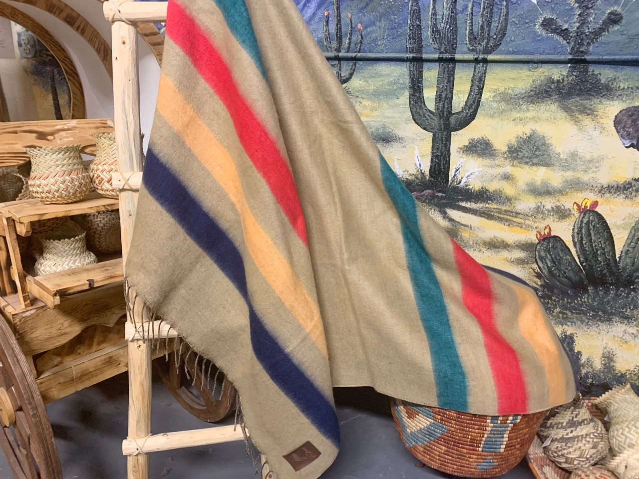 Hudson Bay Style Alpaca Blanket 64x80 -Tan (b50) - Mission Del Rey