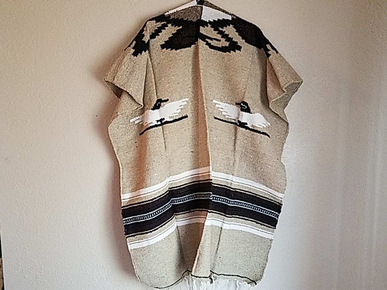 Mexican Blanket Style Poncho Tan 2bc45 Mission Del Rey Southwest