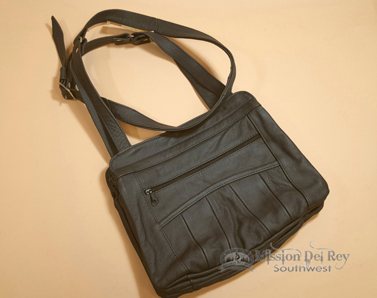 Genuine Cowhide Leather Concealment Purse Black p518