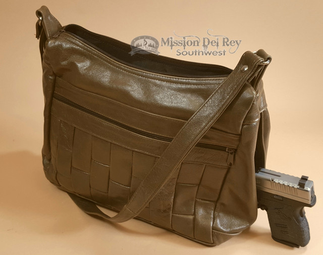 Cowhide Concealed Carry Purse -Olive Green (p515) - Mission Del Rey  Southwest