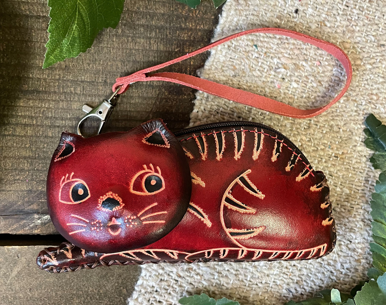 Cat Coin Purse Handcrafted with leather