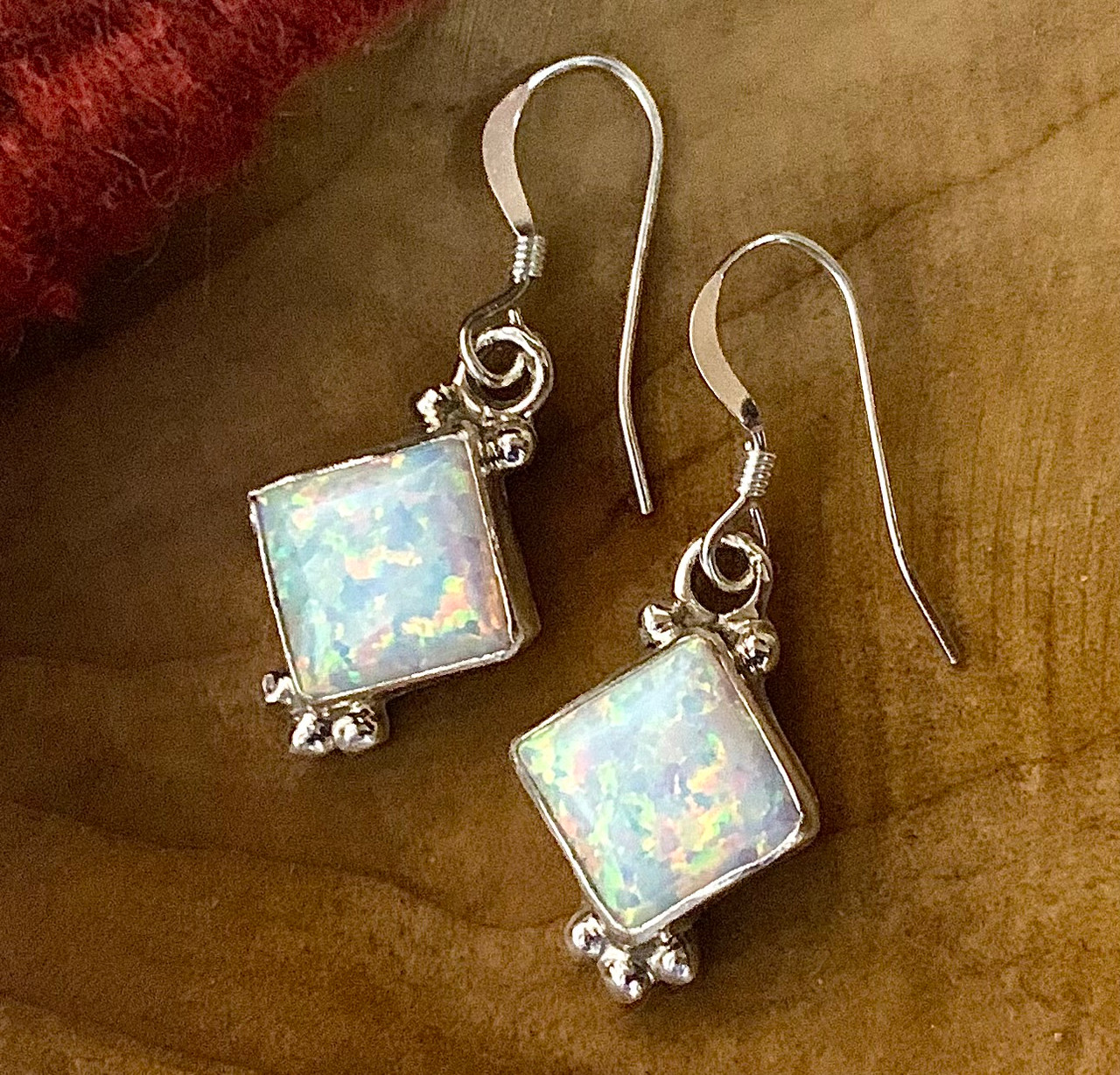 Native American Navajo Silver Earrings Opal (ne480) Mission