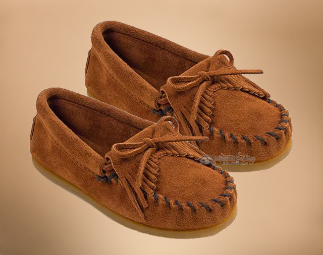 Kid's Kilty Hard Sole Moccasins -Brown Size7 Mission Del Rey