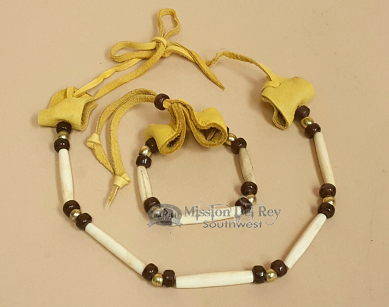 Native American Bone Necklace & Bracelet Set - Dark Purple (ij536)