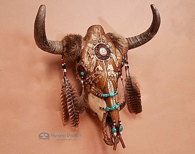 Native American Steer Skull 23x23 - Creek (ps125) - Mission Del