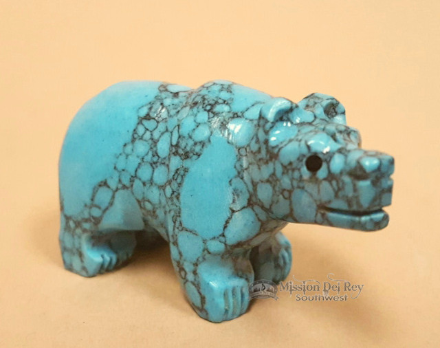 Navajo Hand Carved Stone Fetish -Bear (f87) - Mission Del Rey