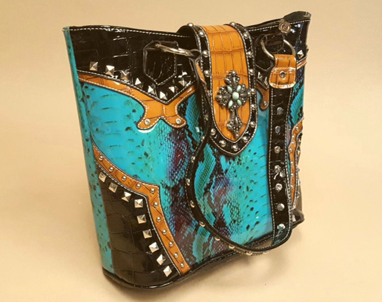 Patricia Nash Satchel Brown Studded Leather Shoulder Bag briefcase Purse -  Helia Beer Co