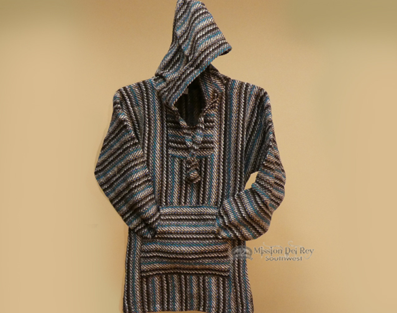 Woven Baja Shirt Hoodie Teal MEDIUM aifbaja tem