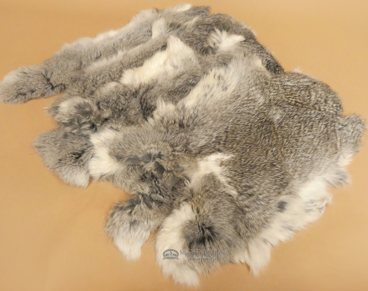 Natural Rabbit Pelts - Grey & White - 4 Hide Lot (rs2) - Mission