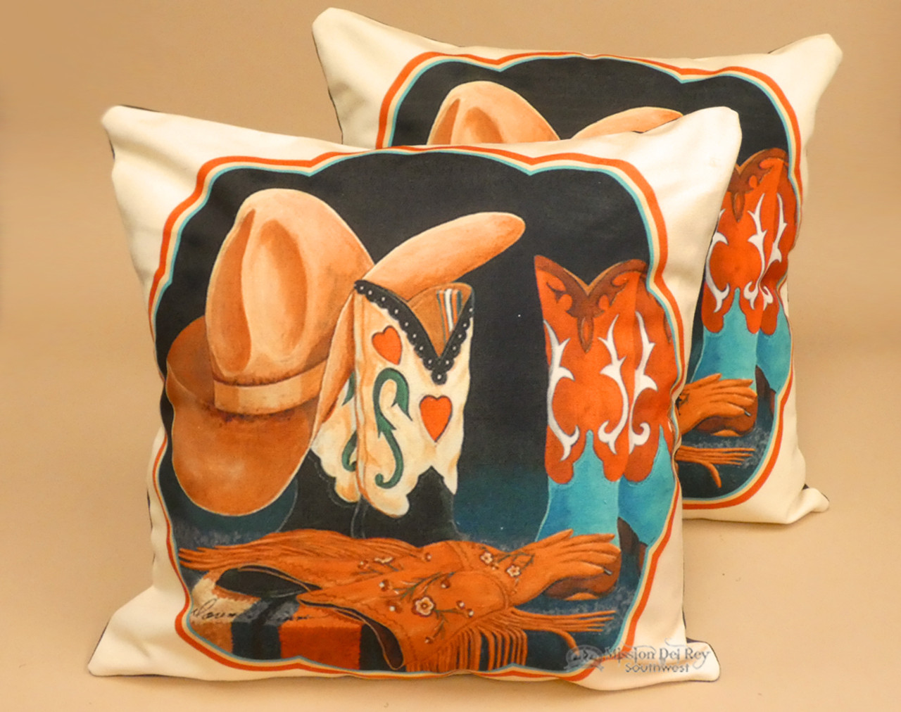 Pair Western Pillow Covers - Cowgirl Boutique 18x18 (dpc100a) - Mission Del  Rey Southwest