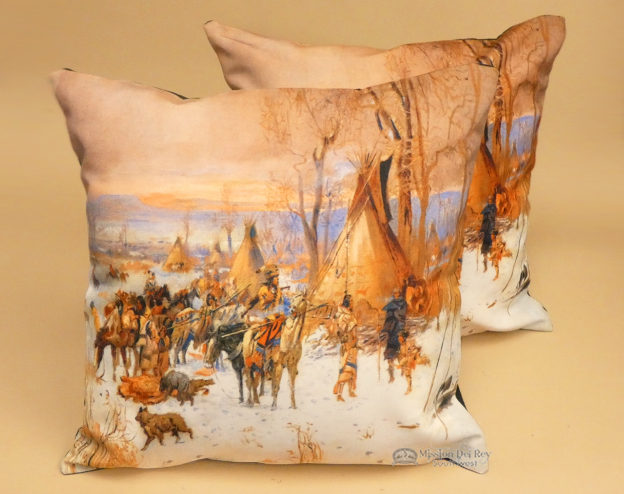 Pair Western Pillow Covers Indian Camp 18x18 Dpc206 Mission