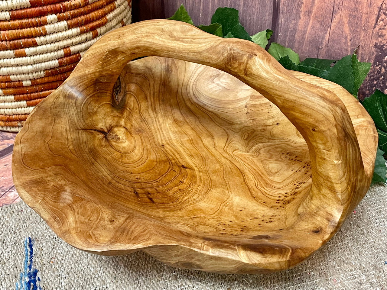Amish Corner Storage Handmade Solid Oak Woven Wicker Basket (Small)