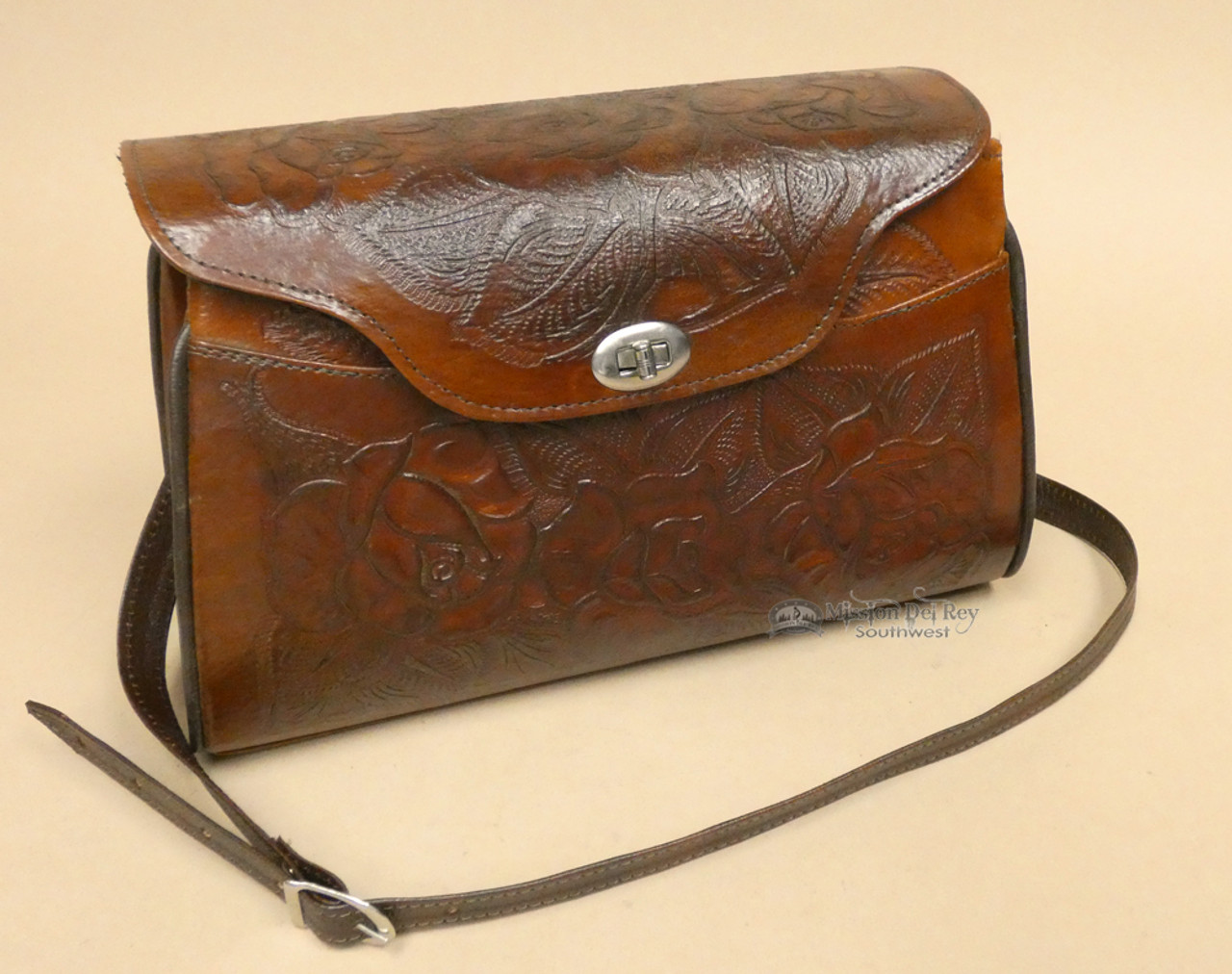 1960's Tooled Leather Shoulder Bag | Gadabout Vintage