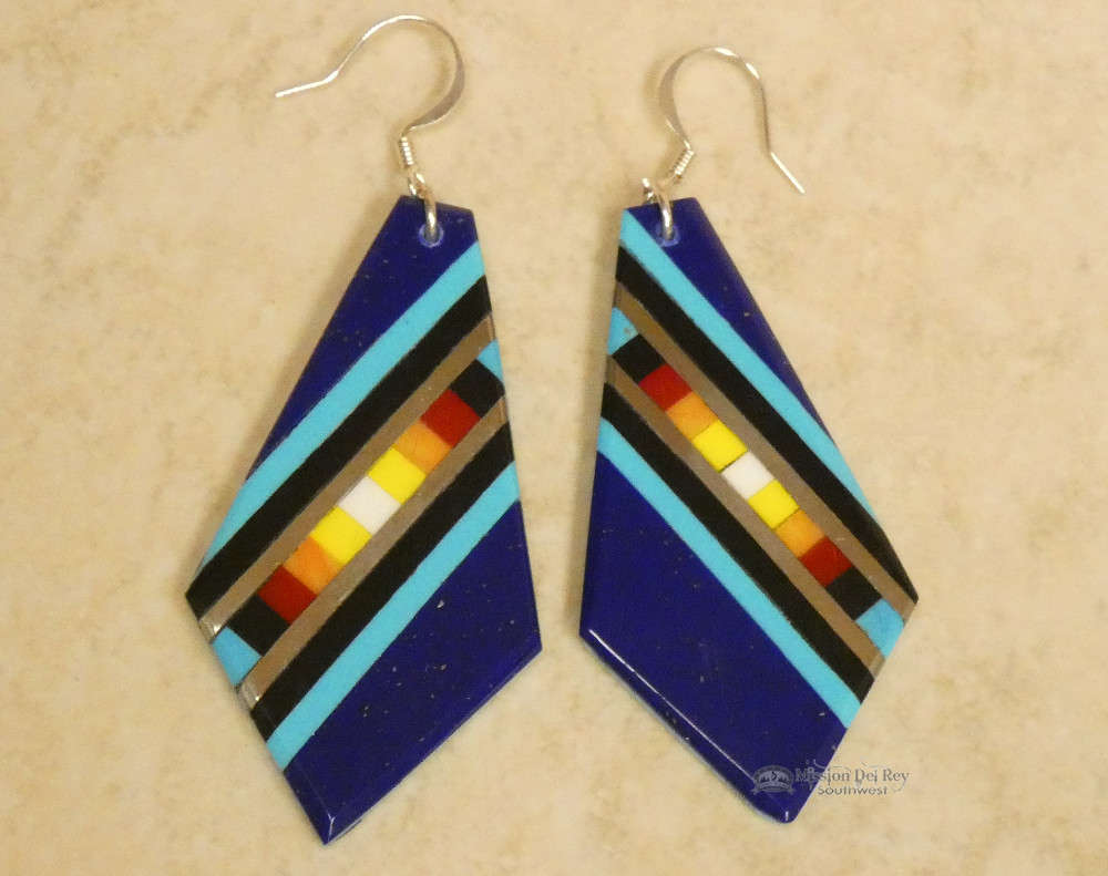 Santo Domingo Pueblo Indian Lapis Earrings (ij715) Mission Del