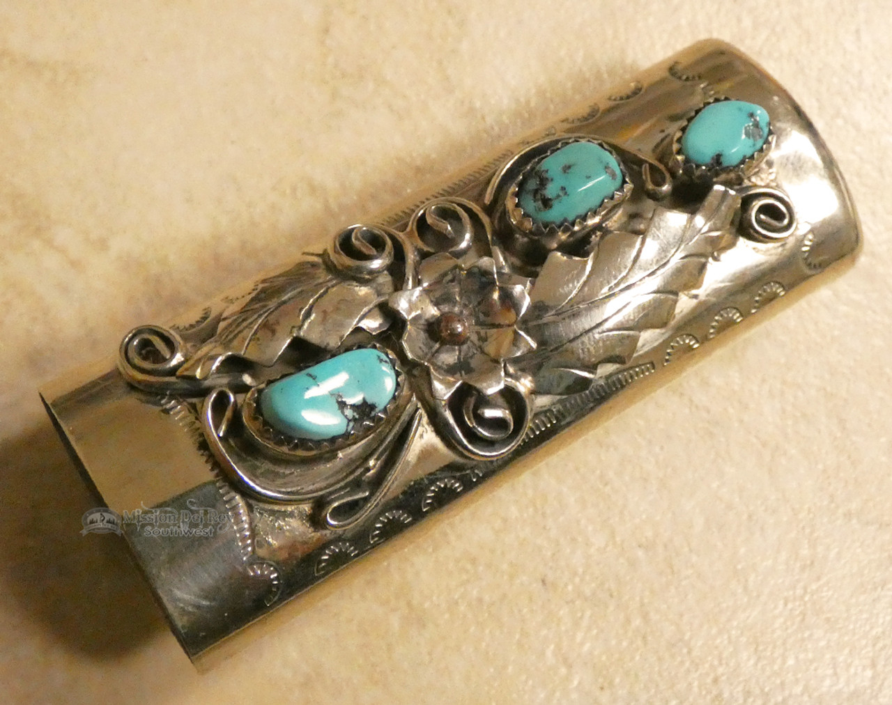 Item #805H- Navajo Sterling Silver Turquoise Coral Decorative Mini Bic  Lighter Cases by J.Martin —*Lighter Cases- EAGLE ROCK TRADING POST-Native