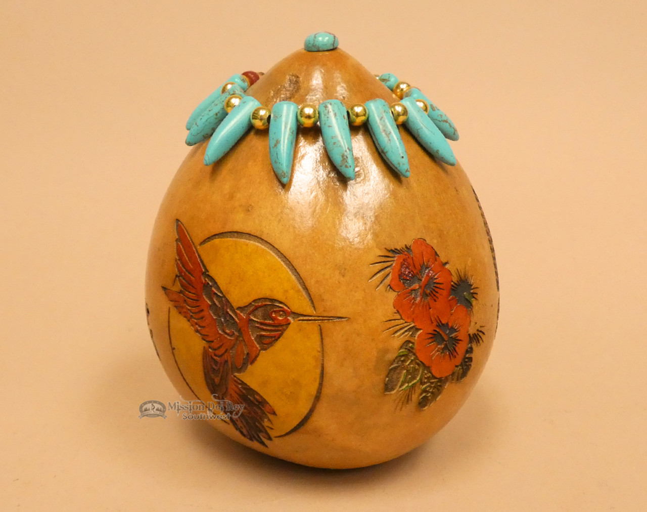 Rustic Creek Indian Etched Gourd 7