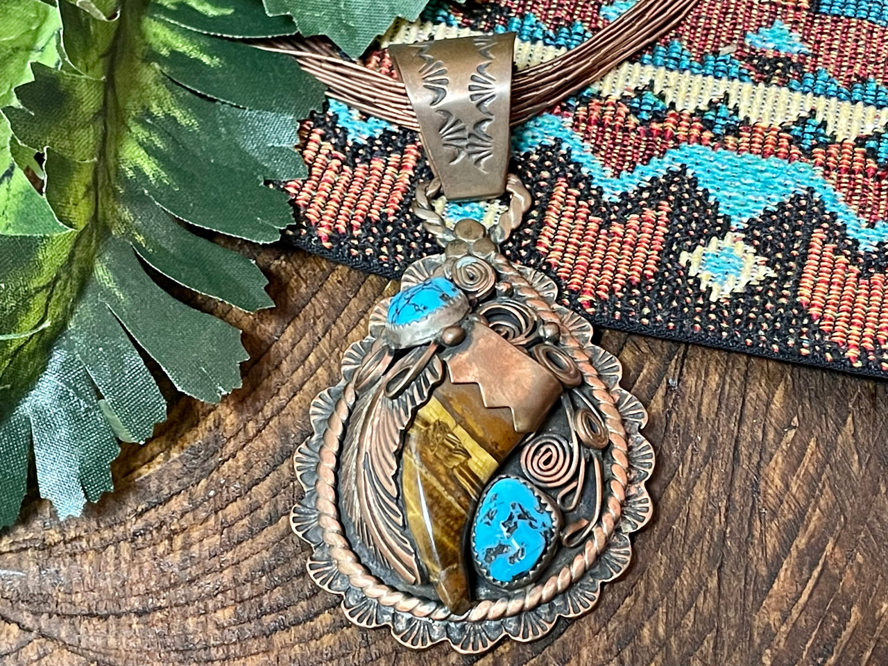 Native American Copper Pendant Necklace 18 - Navajo (ij566)
