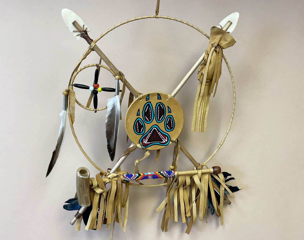Navajo Crossed Arrow Medicine Shield - Bear Paw (mw12-2) - Mission
