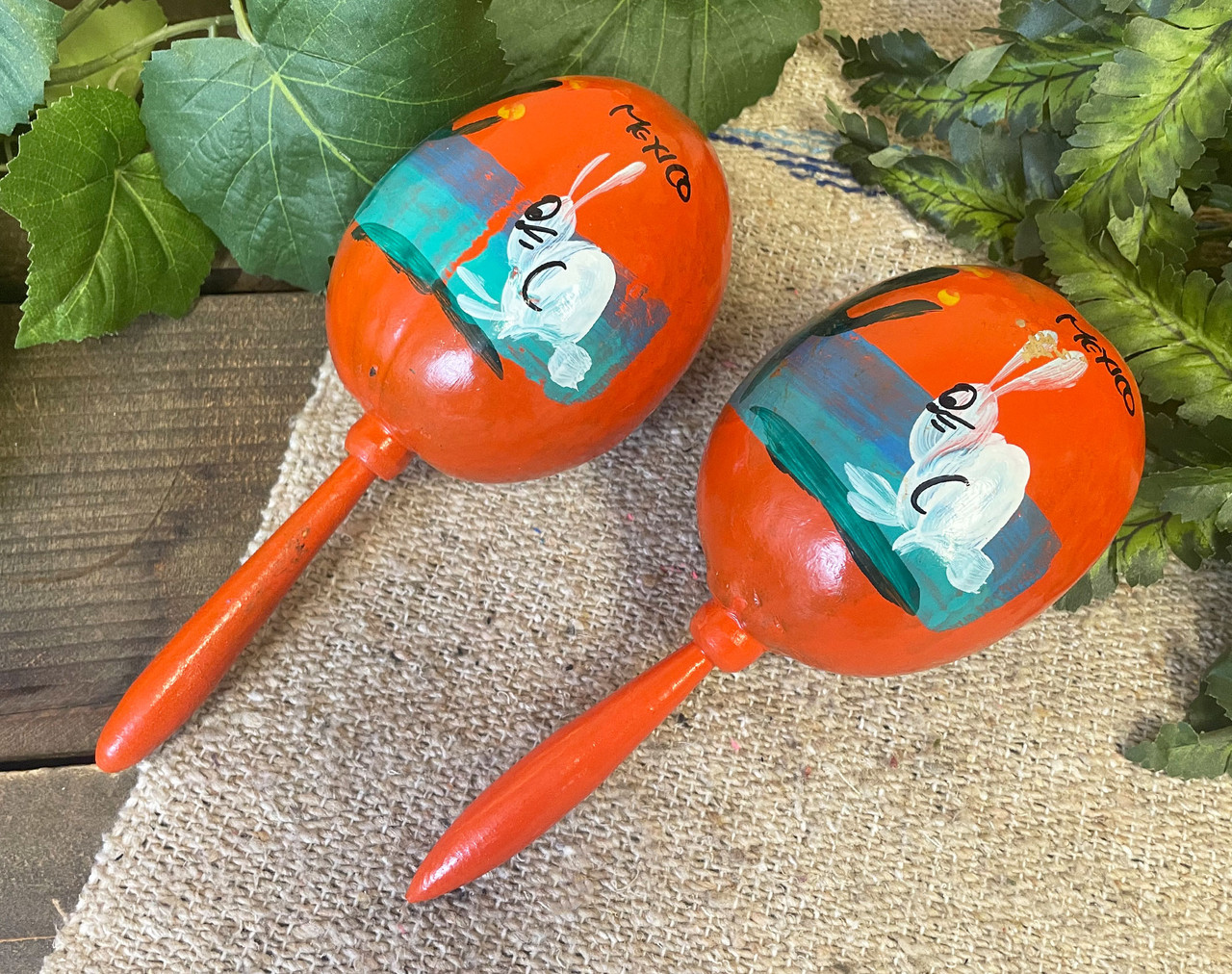 Spanish Rattle Mexican Gourd Rattle Pair (mr1) - Mission Del Rey Southwest