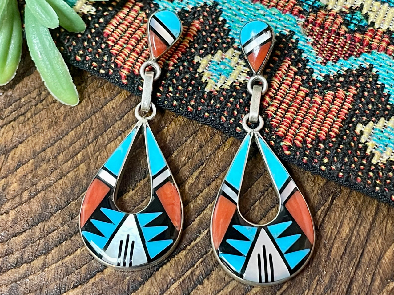 Silver Inlay Pendant & Earring Set Necklace 20