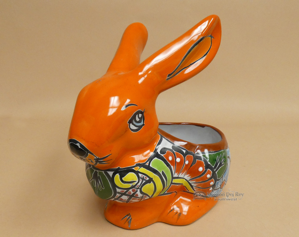 Southwestern Hand Painted Talavera Rabbit Planter 10