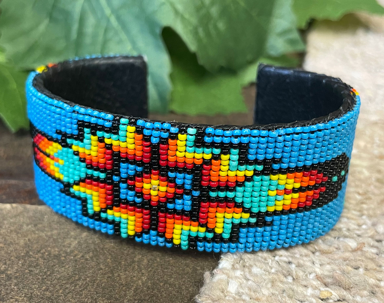 23 Row Native American Beaded Cuff Bracelet -Navajo (36bc20)