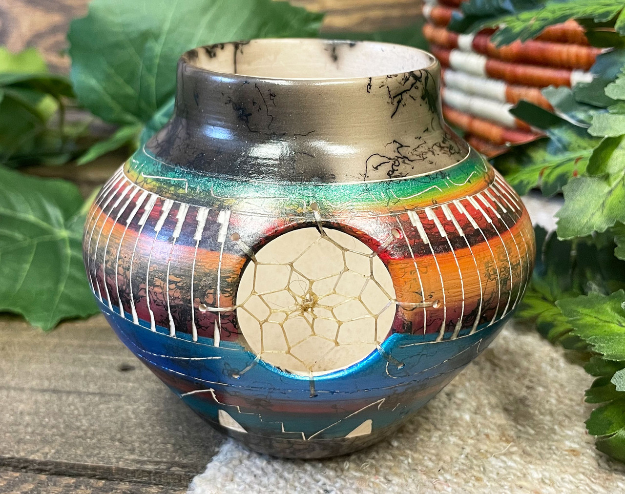 Navajo Dream Catcher Vase 4.5