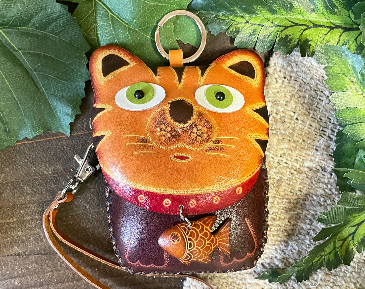 Leather 2025 cat purse