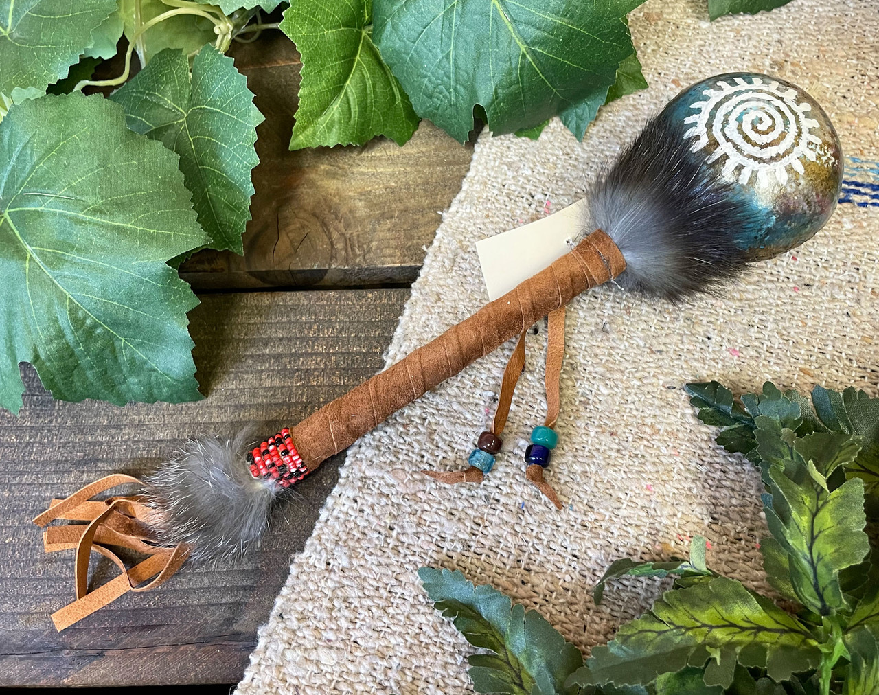 Healing Rattles Native Rawhide Painted Rattle 9.5