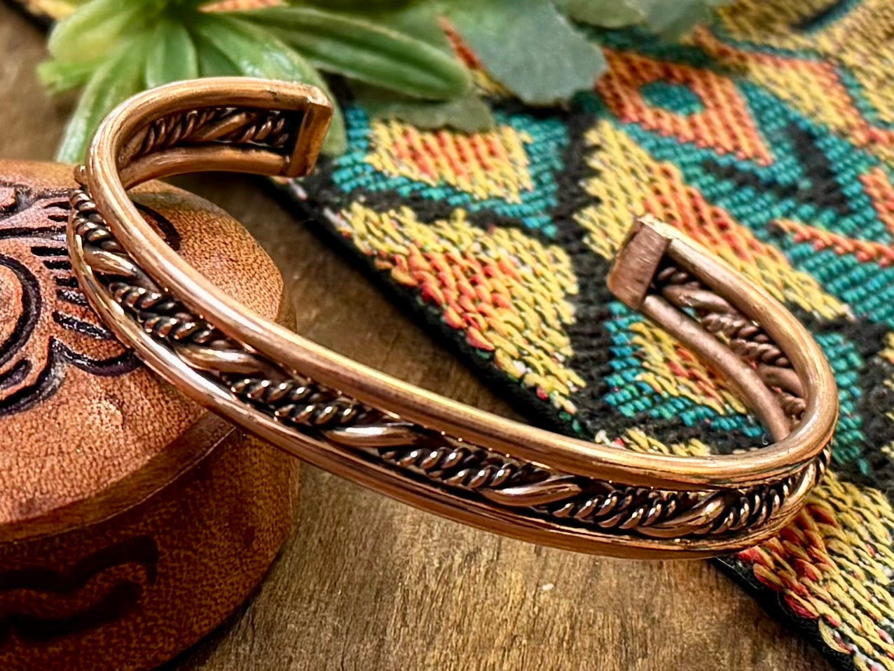 Handcrafted Copper Cuff -Navajo (65bc36)