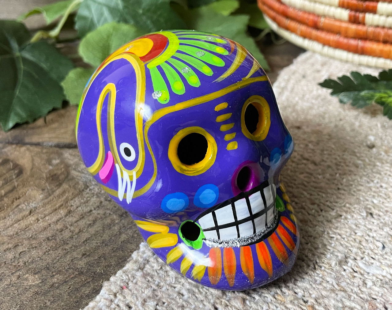 Hand Painted Day of the Dead Skull 4" (95bc69) - Mission Del Rey ...