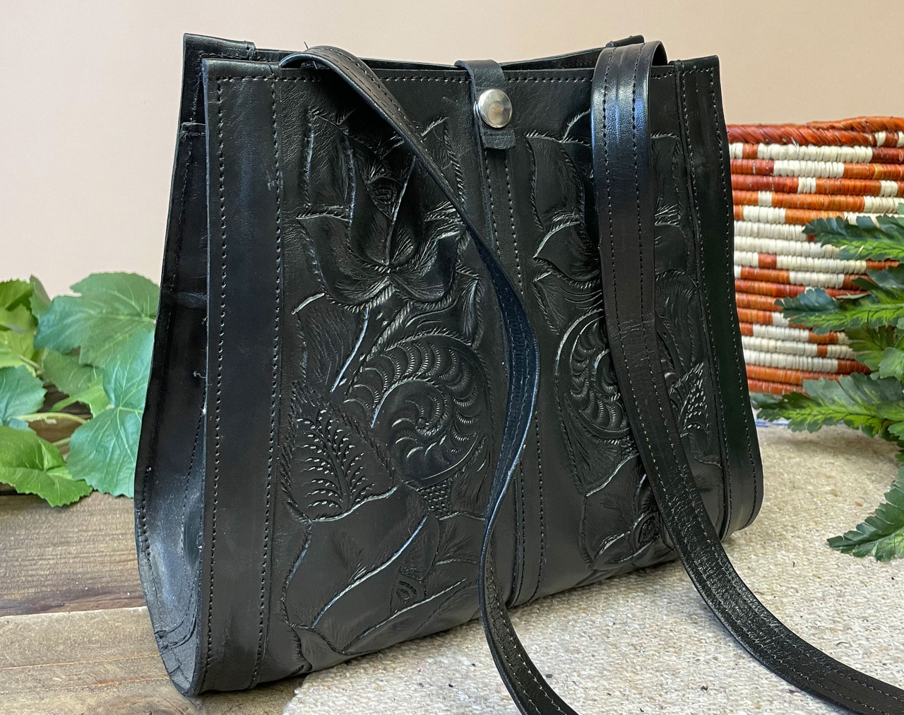 Tooled Leather Hand Strap Clutch