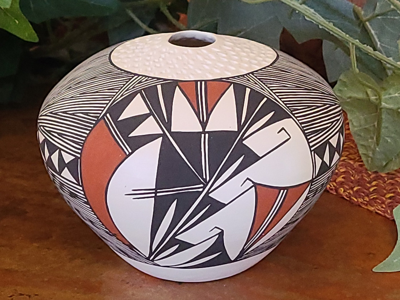 アメリカ　アコマプエブロ Seed Pot ネイティブ Native American Seed Pot -Acoma (3bc249) - Mission Del Rey
