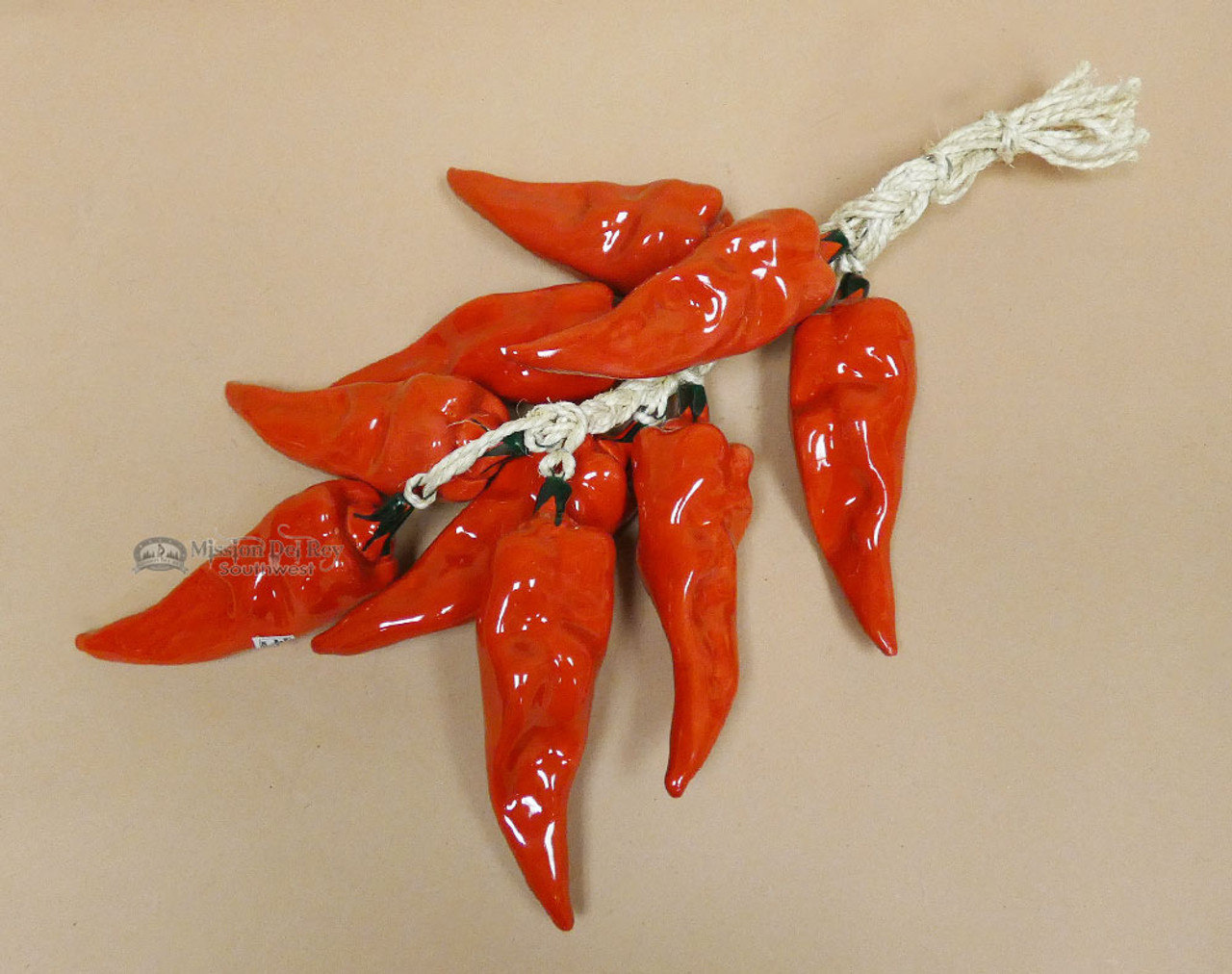 Red Ceramic Chili Ristra -Poblano (2bc205) - Mission Del Rey Southwest