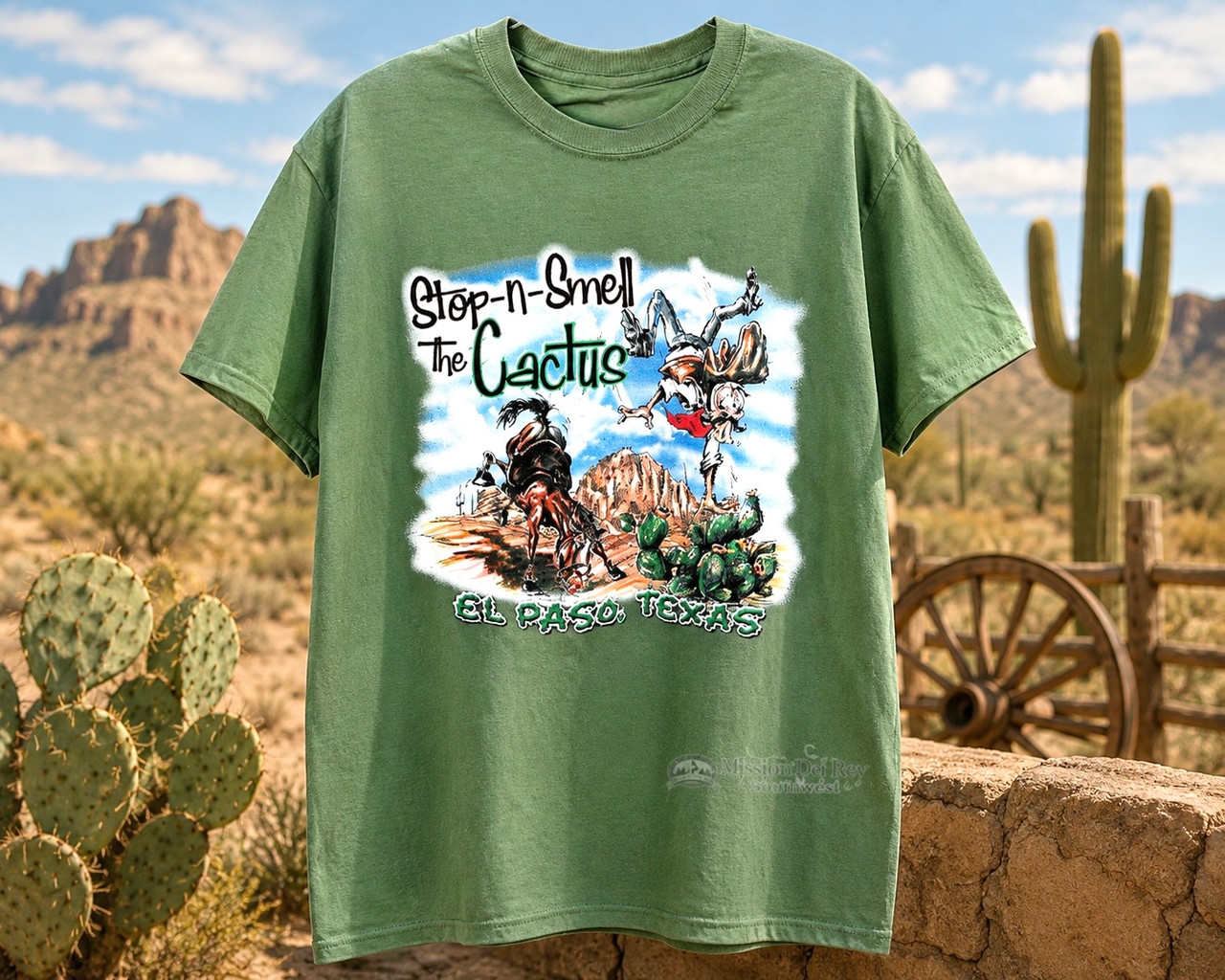 Smell The Cactus Souvenir T-Shirt -Green S (153g20s) - Mission Del