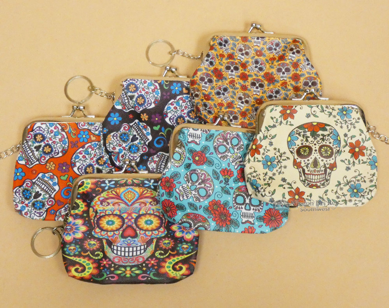 Day of the Dead Rose & Sugar Skull Embroidered Coin Purse – Skelapparel