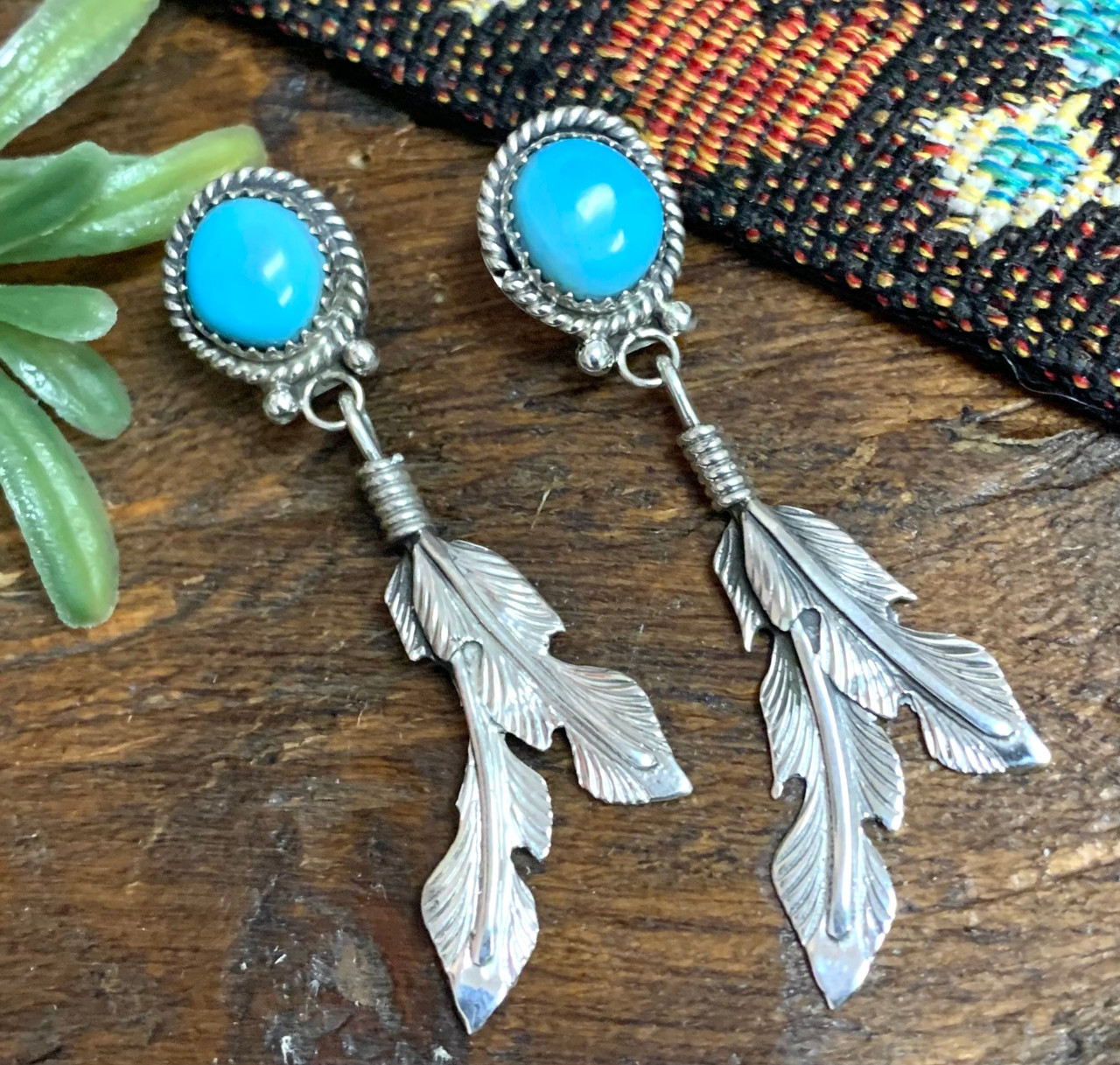 Native American Silver Earrings -Feathers (65bc141) Mission Del