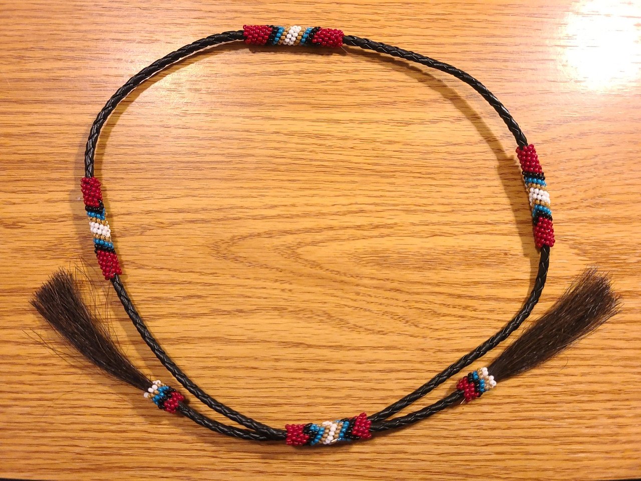 Native American Indian Beaded Leather Hatband 40076
