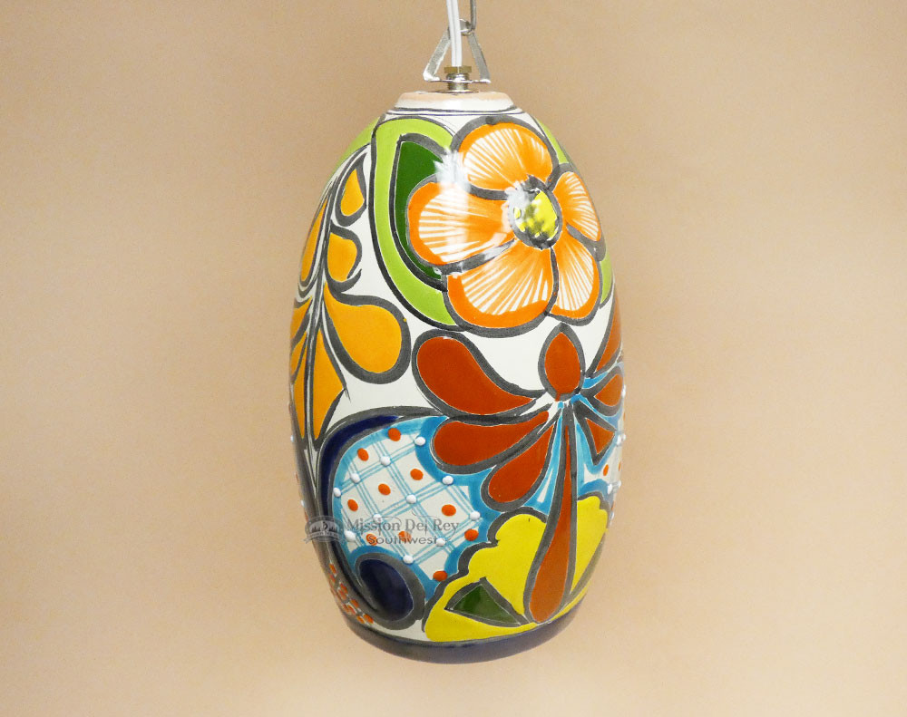 Mexican Hand Painted Talavera Pendant Light 10.5